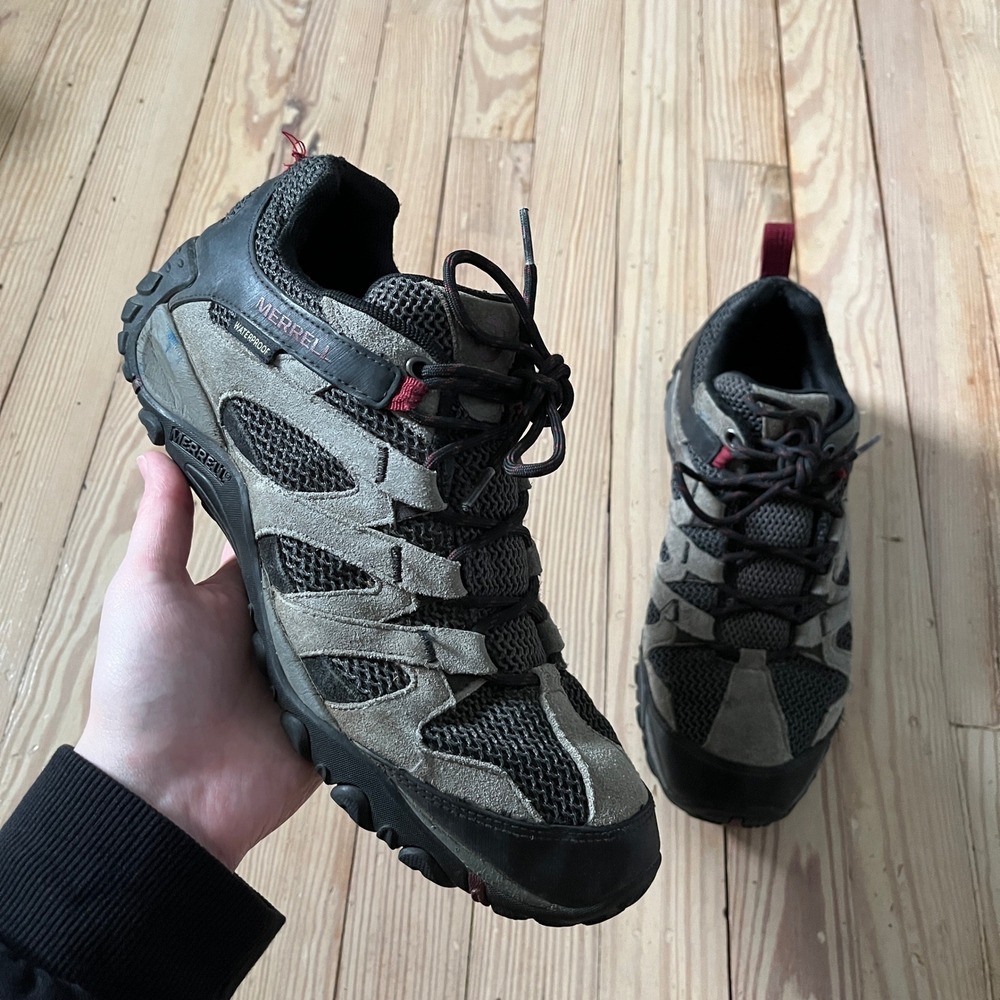 Merrell Alverstone Waterproof Hiking Shoes Men 9.5 Granite Suede Mesh J84279 y2k